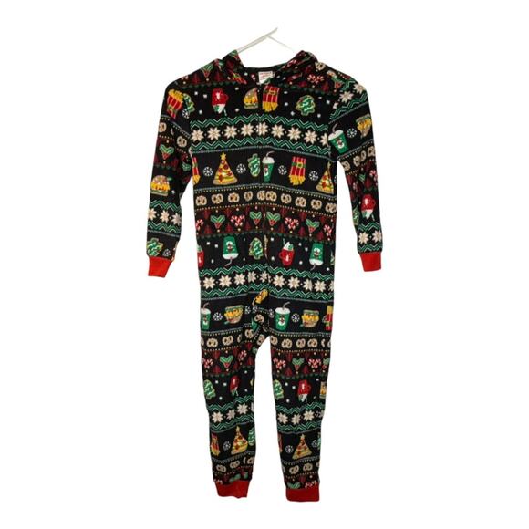 Cat & Jack New Christmas Food Fair Isle Sleepwear Footless Hood Size XS 4/5 - Picture 1 of 5
